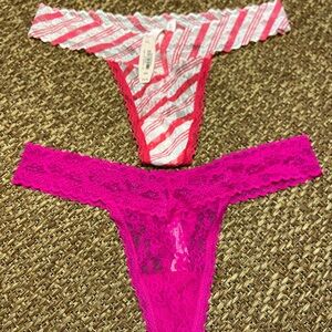 VS PINK New Pink and Red Lace Thong Set M